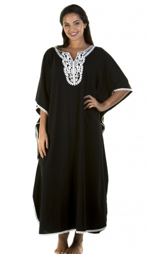 La Marquise Aztec Trim Neck Kaftan